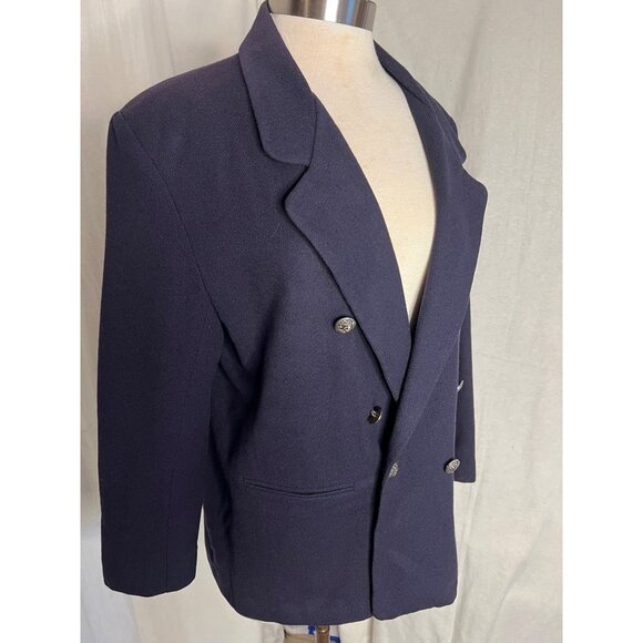 Dumas petite double breast Blazer 12 P Wool USA Corp Core Goth Office - Picture 6 of 16